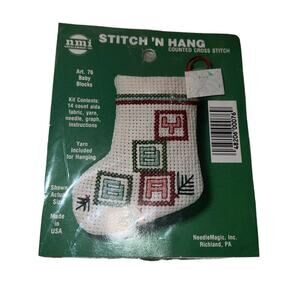 NEW NMI Stich N Hang Christmas Counted Cross Stitch Ornament Kit Baby ORNAMENT